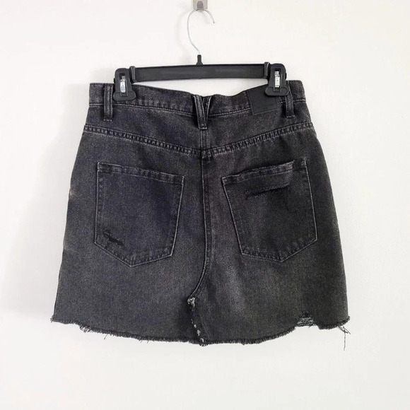 We The Free People Black Brea Cutoff Distressed Denim Destroyed Mini Skirt 28 - Picture 5 of 9